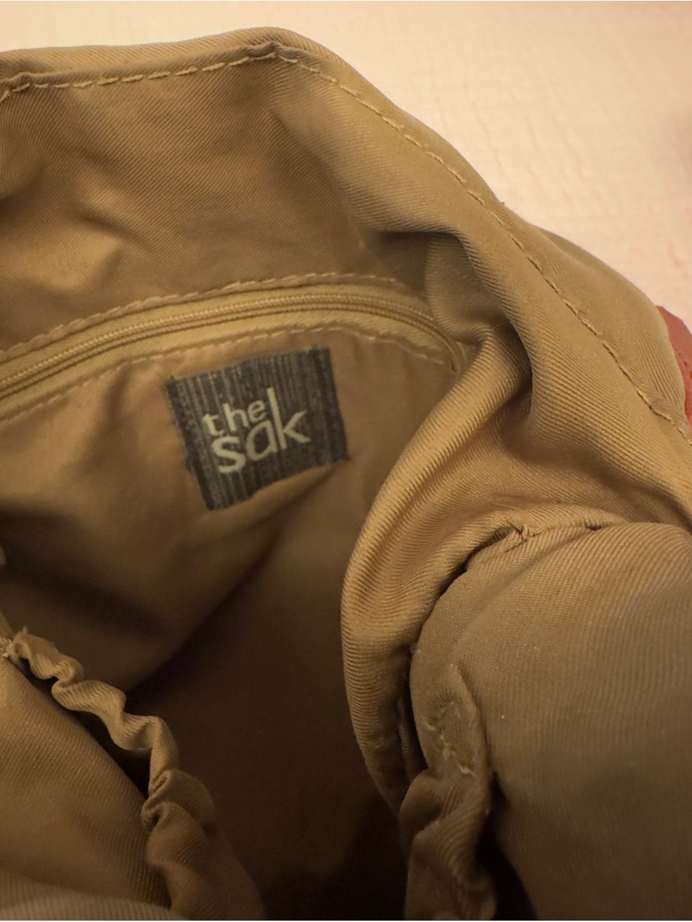The Sak Tan Drawstring Fabric Shoulder Bag